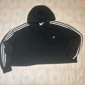 Adidas Black croped hooded sweater with White Logo